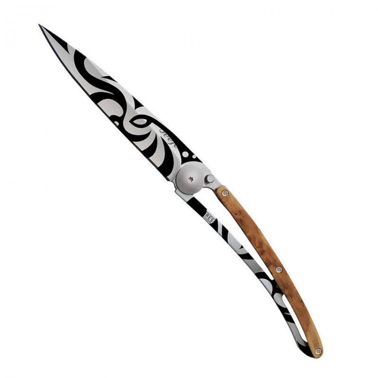 Amazon.com: deejo Ultra Lightweight Folding Pocket Knife with Belt Clip -  Coral Wood Version 1.3 oz - Fine, Sharp Blade - Polynesian Pattern -  Stainless Steel - Elegant and Modern Design : Tools & Home Improvement